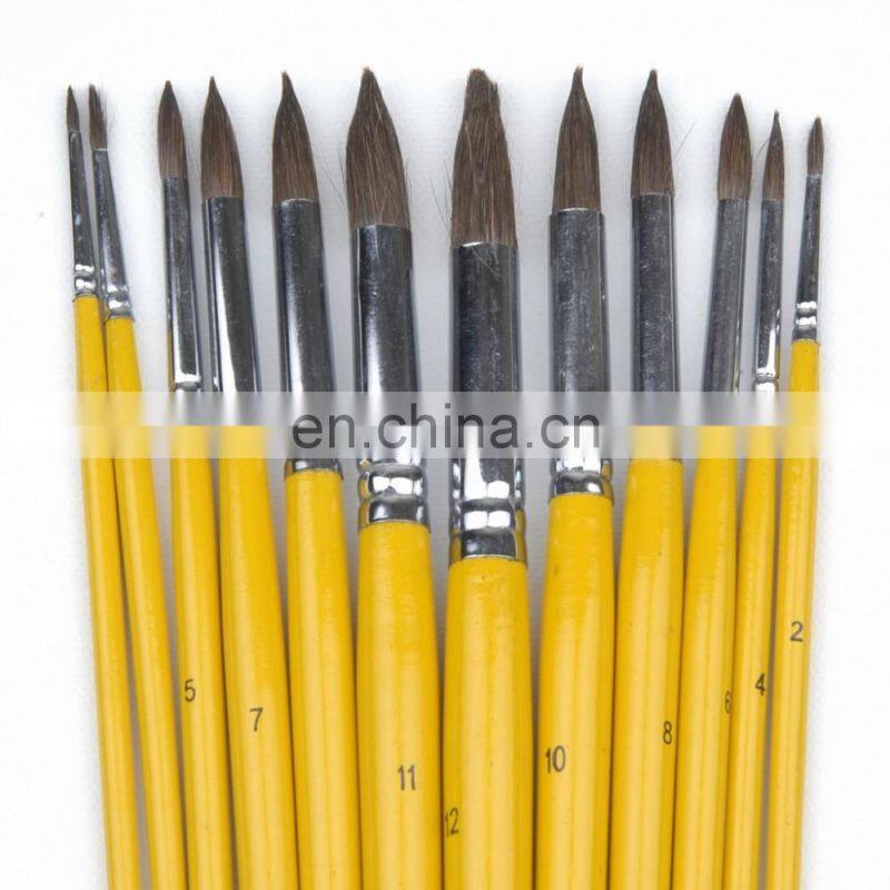 Long coloured handle horse hair brush, round, #1~12