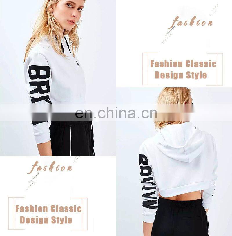2016 Winter 100% Cotton Hoodies Blank Pullover Pure Color Short Printed Wholesale Plain White Hoodies For Lady