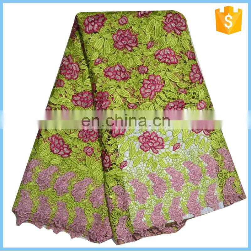 Multicolor 100%polyester gold,purple,teal nigerian swiss french cord african guipure lace fabric for aso ebi LW5010002