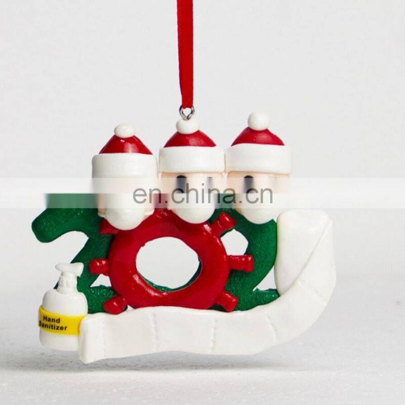 2020 new design DIY family name Blessing Resin Snowman Christmas Tree Hanging santa Christmas Ornament
