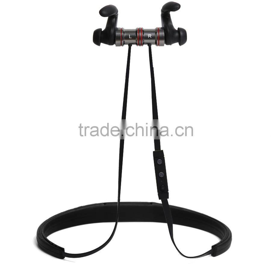 durable aluminium wireless bluetooth sport ear plugs with silicone neckband