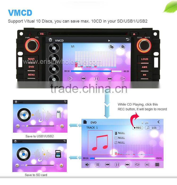 Erisin ES6061M 6.2 inch 1 Din Car DVD Navigation for Jeep Wrangler 300C