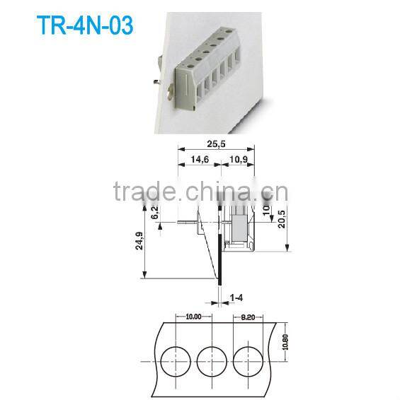 Pitch 10.00mm 300V 30A High Current Through Panel Terminal Block