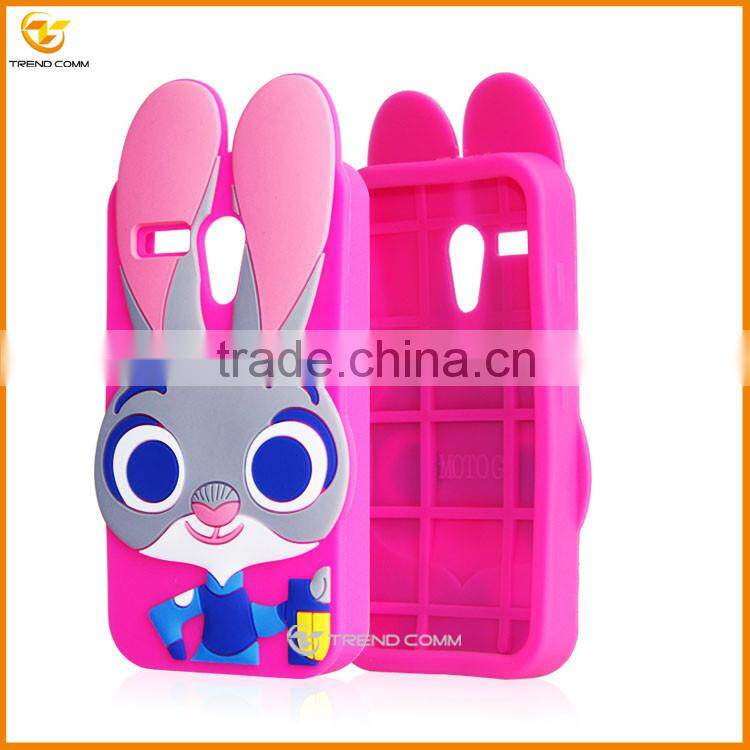 new products 2016 3d rabbit cartoon silicone cellular for motorola g
