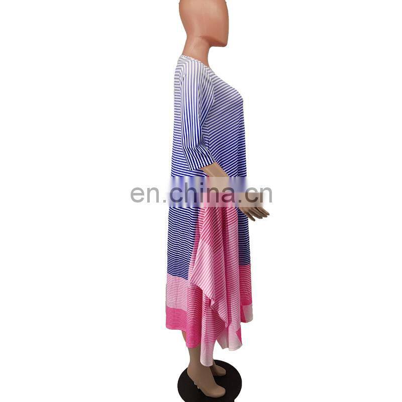 Women Fashion Dress in striped and irregular Dress