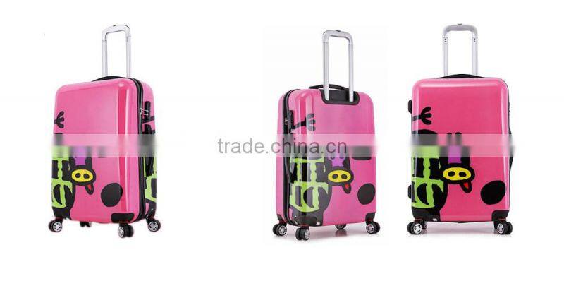 cow/ox pattern Ladies 20/24 inch polycarbonate colorful hard shell pc abs luggage