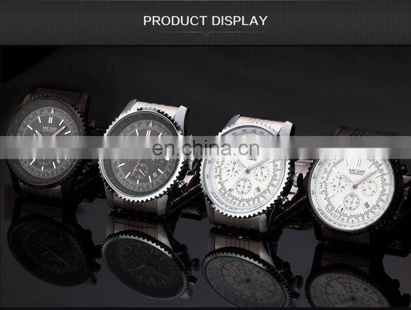 MEGIR Original Men Watch Stainless Steel Quartz Watches Men Top Brand Luxury Clock Men Relogio Masculino 2008