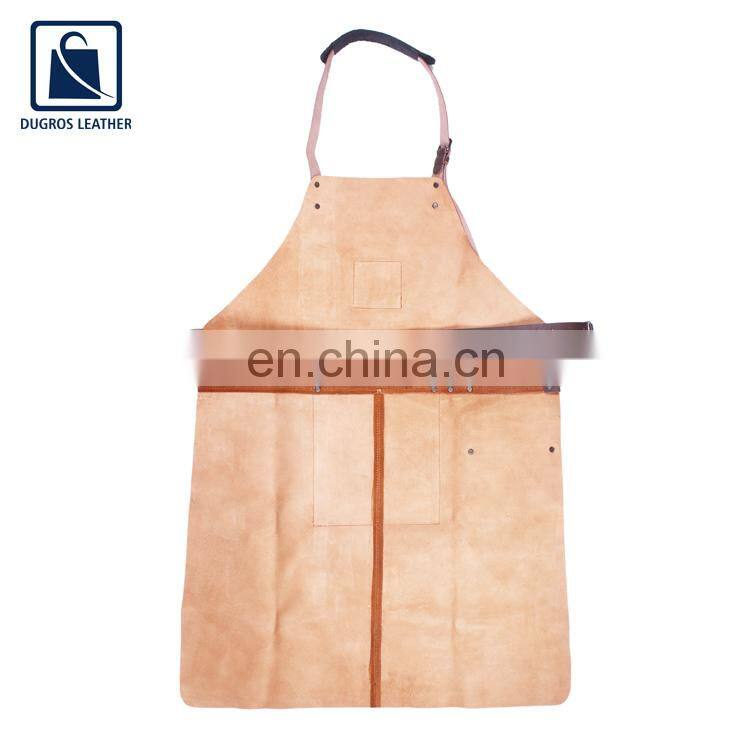 Anthracite Fitting Matching Stitching Wholesale Vintage Pattern BBQ Cooking Leather Apron Manufacturer
