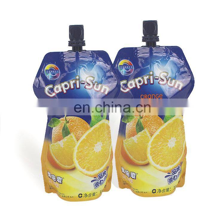 custom printed foil pet material baby food stand up plastic bag juice pouch with spout