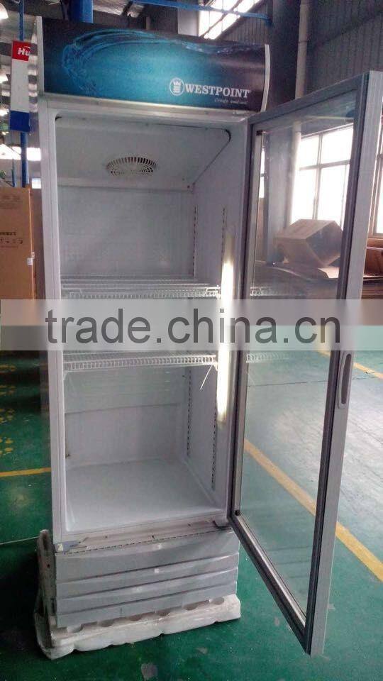 Tempered glass door big side LED light showcase for south america market
