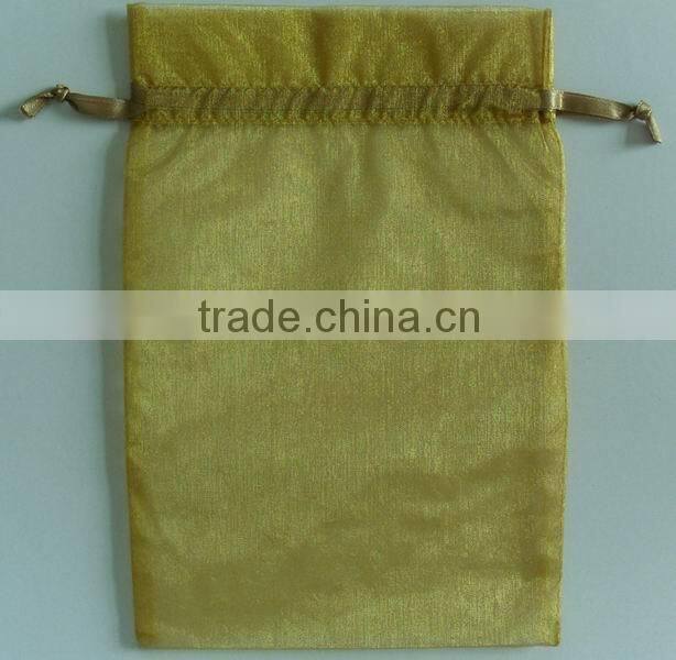 8*12cm gold organdy drawstring wedding/christmas/party gift bags china manufacturer for packing candy gift