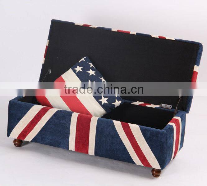 SF-1511 Union Jack Fabric Storage Ottoman