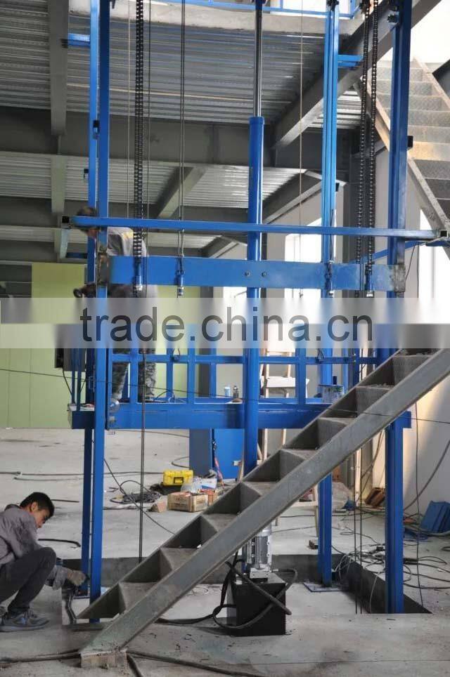 Warehouse fixed guide rail cargo lift/elevators for sale