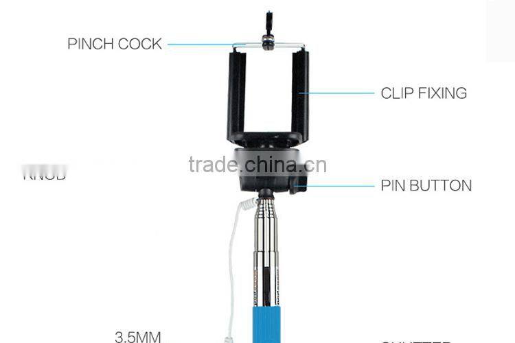 2016 shenzhen new premium colorful cable take pole wired monopod selfie stick for iphone 6s/6s Plus Free Samples