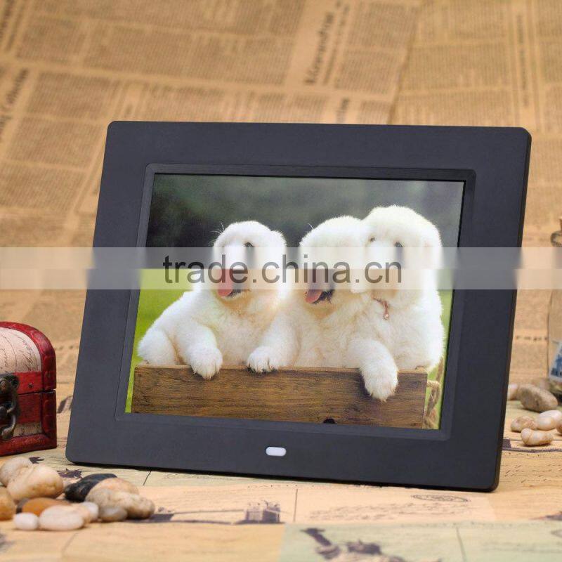 Ultrathin 8 inch HD LCD Digital Picture Photo Frame Alarm Clock MP3 MP4 Movie Player with Remote Control Black/White
