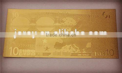 Gold plated banknotes gold 24k gold embossing Euro / US banknotes
