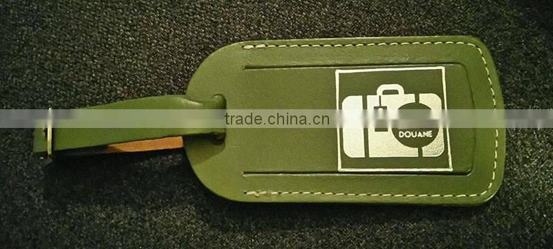 High Quality Bulk Recycled Leather Green Luggage Tag