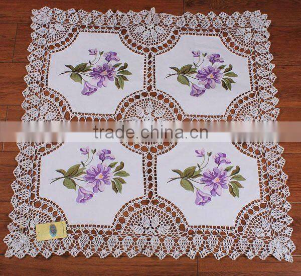 Cotton floral tablecloth crocheted lace design