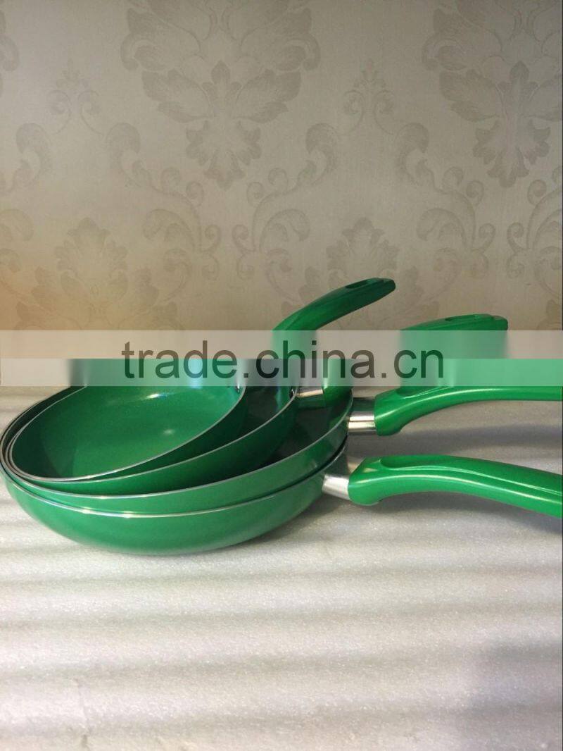 Aluminum Nonstick Pressed /Forged Green Ceramic Coating Colored Frying Pan Pizza Pan Egg Pan