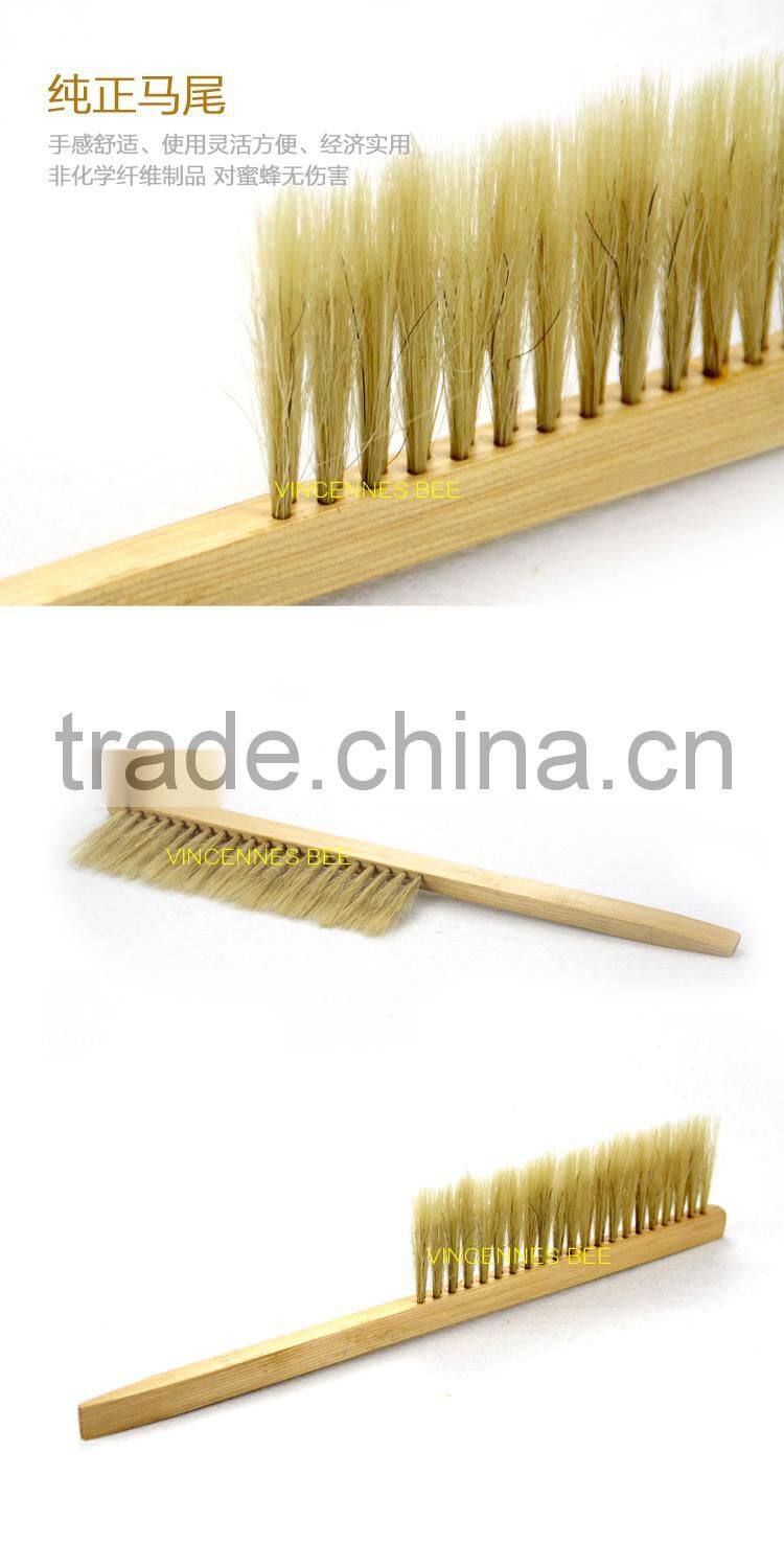 Top quality beekeeping wooden handle horsehair bee brush, Double Row bee brush horsehair beehive brush cleaning brush