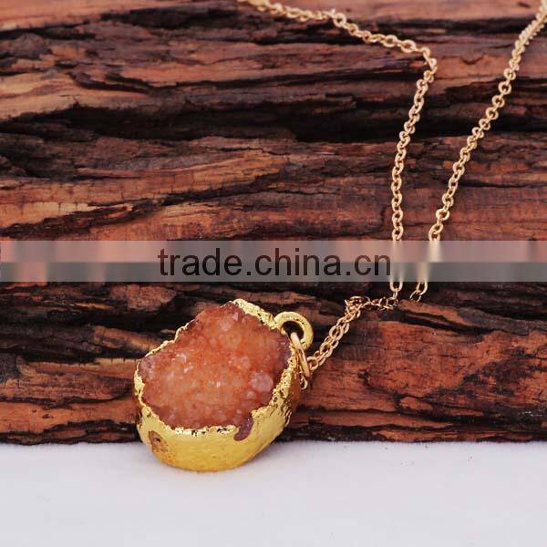 New Trendy Gold Chain Natural Crystal Stone Necklaces for Women