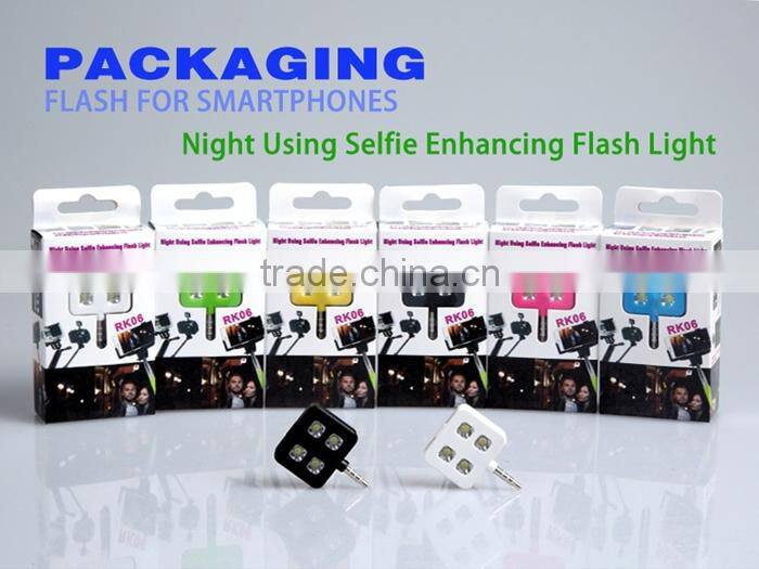 Portable Mini 4 LED External Flash Fill Light Selfie Lamp For iPhone 6