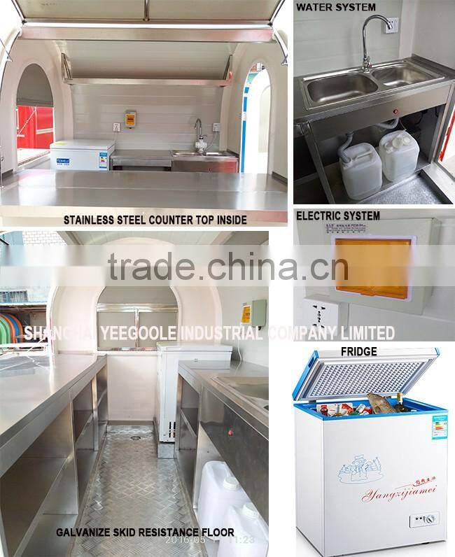 Yeegoole Thai model ice cream trailer / food carts vendors / stainless steel trailer CE