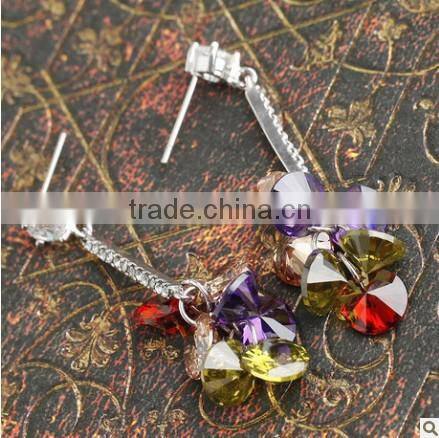 JINSE Big Beautiful Colored Stone Dangle Earrings