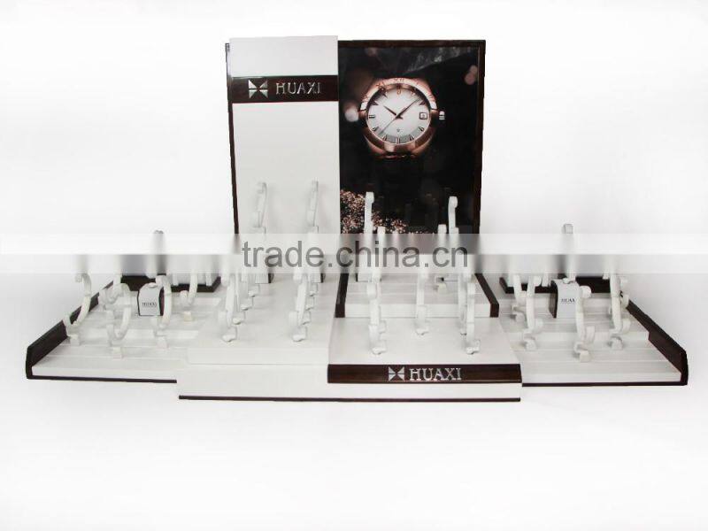 Wooden watch display stand wrapped with wood veneer