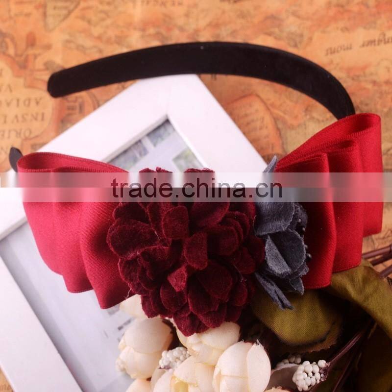 Knitting Felt Flower Ribbon Bow Headband For Teen Girls