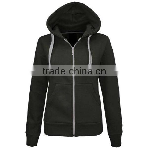ladies plain zip hoodies fleece jacket womens