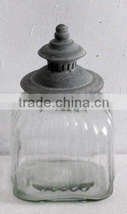 100578F-glass holder w/metal cover