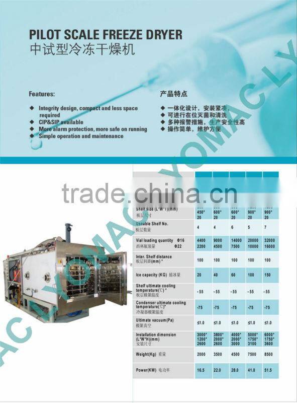 100KG drying capacity Production vacuum freeze dryer/ lyophilizer machine for pharmaceutical