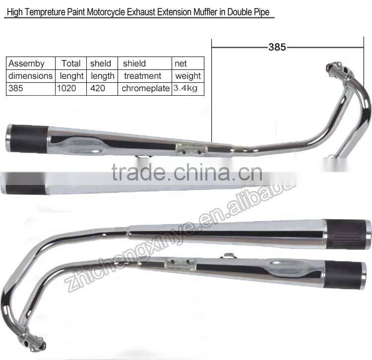 High Tempreture Paint Motorcycle Exhaust Extension Muffler in Double Pipe