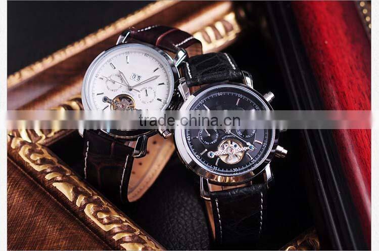 leather strap silver waterproof watch automatic men automatic watch watches men automatic