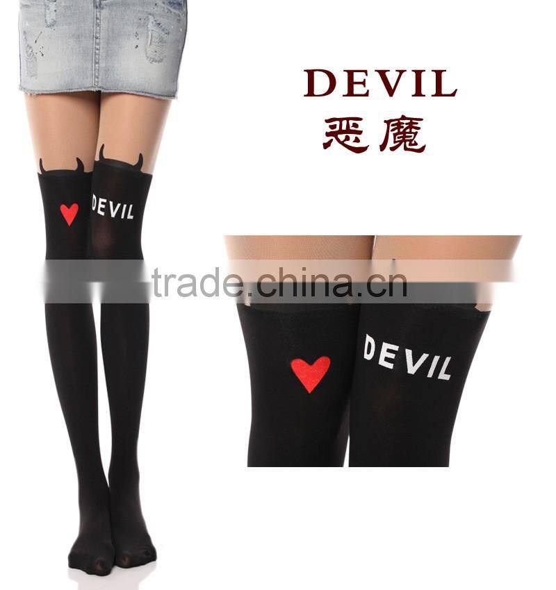 WONDQ Jacquard Cat Tattoo Thermal Japanese Girls Tights Pantyhose