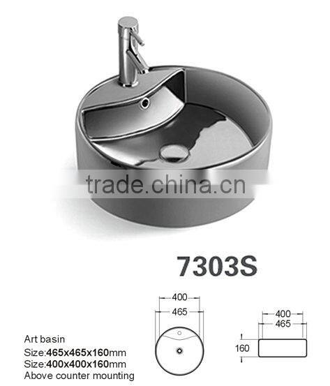 High quality ceramic counter top unique bathroom sink without faucet hole