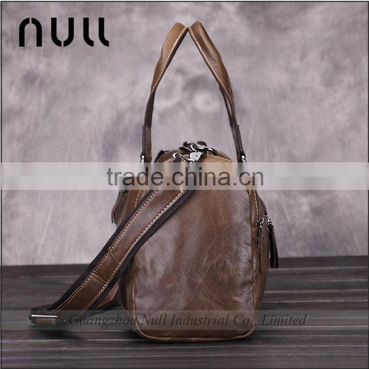 New stylish promotional custom waterproof vintage oil genuine leather travel duffle bag for men