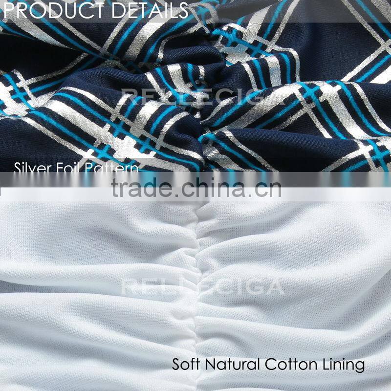 RELLECIGA 2016 Kaleidoscope Collection - Navy Blue Plaid Silver Foil+ Ruffle-trim Bandeau Bikini Set with Front Bow & Brazilian