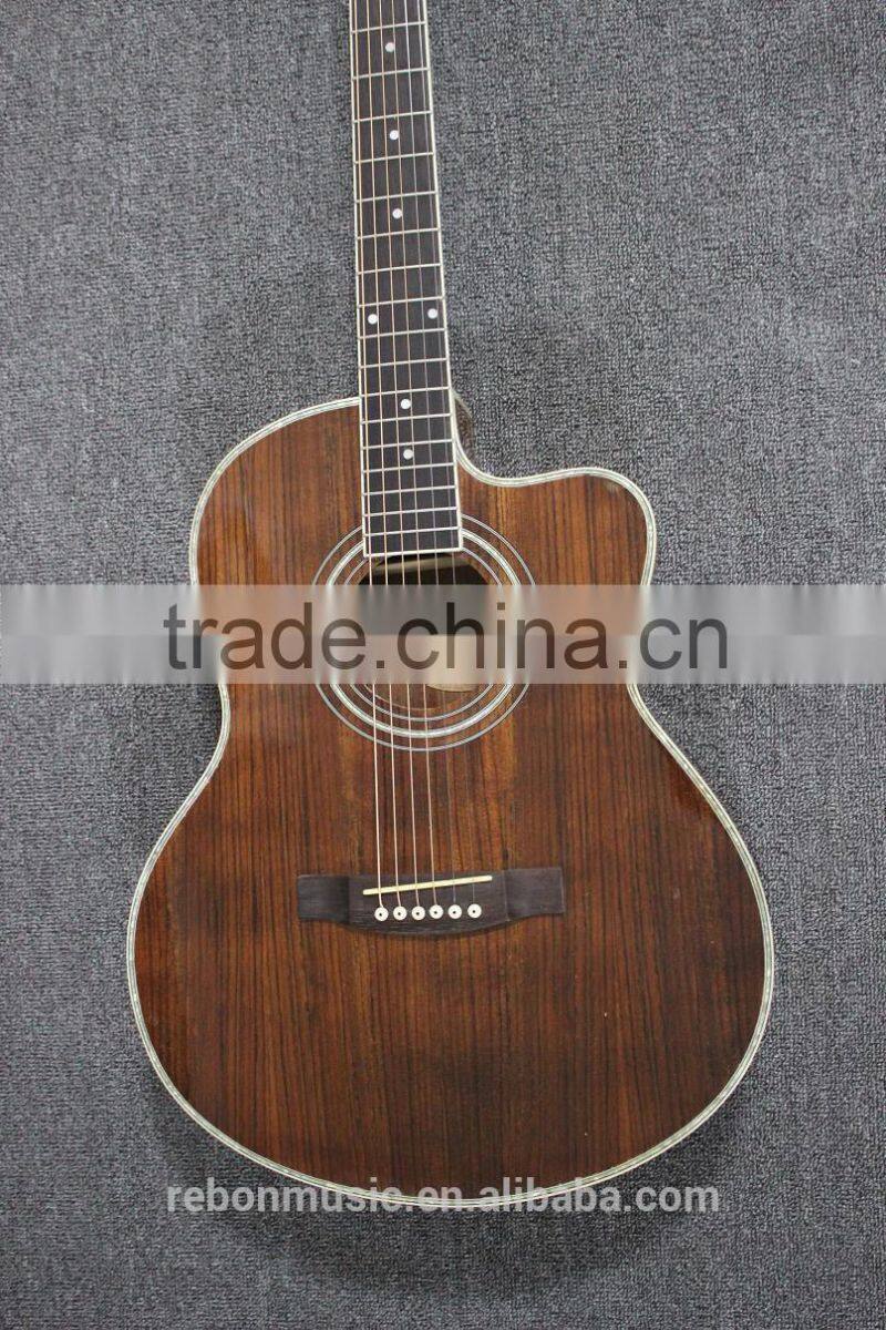 39 size all walnut wood acoustic electric guitar with fishman EQ