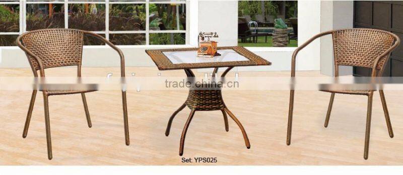aluminum furniture for garden simple leisure rattan wicker outdoor round table chairs set YPS028