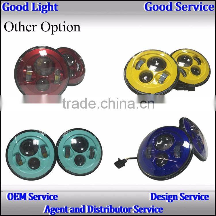 2016 Hot sales 7inch led j-eep wrangler headlights 40w pink base high beam 12v for J-eep cars