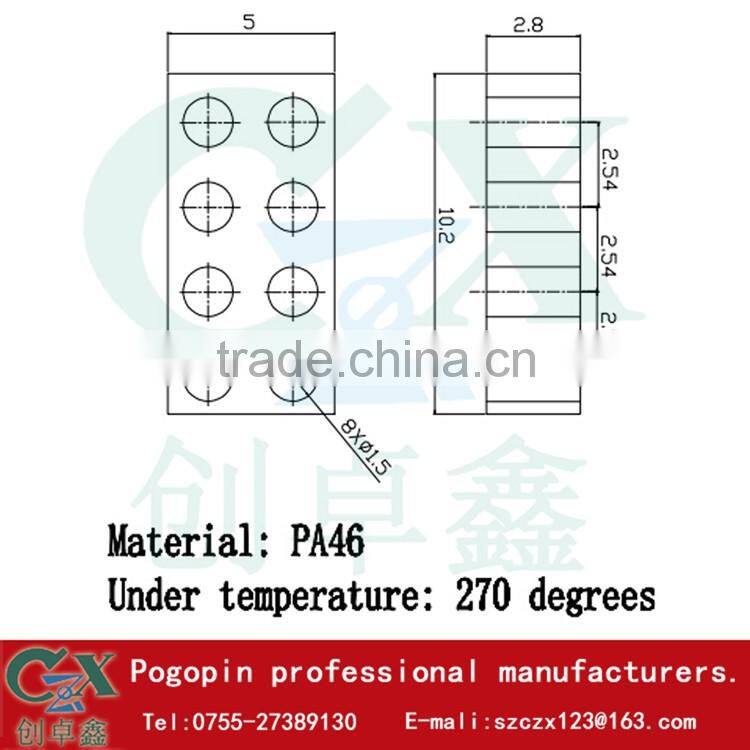 male gender two row 6pin connector pogo pin connector for PCB application