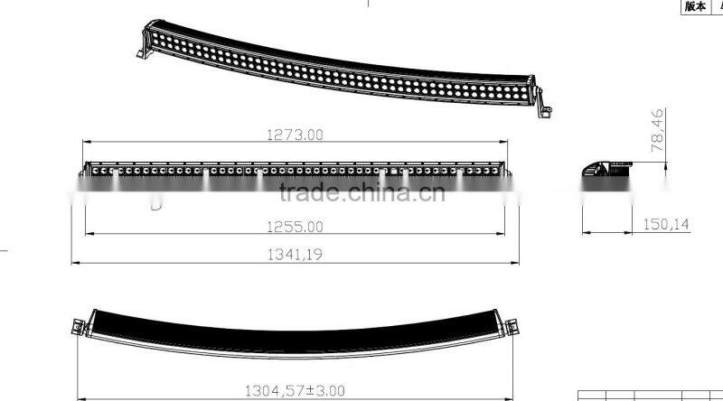 50" rgb color change led flash light bar strobe 12v blue yellow and red 50" curved led flash light bar