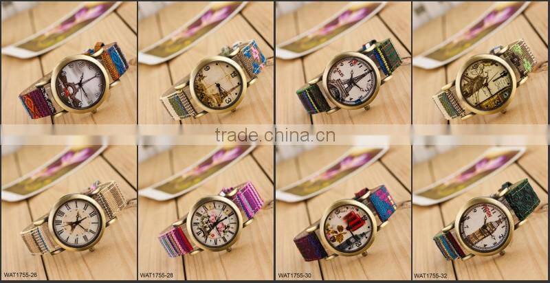 New Handmade Dial Denim Strap Wrist Watch