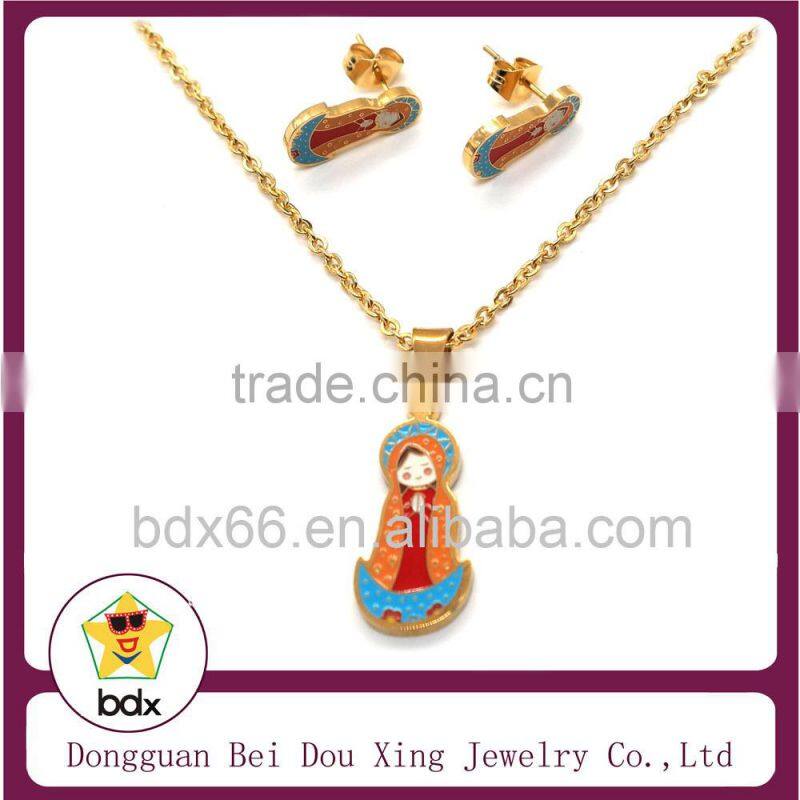 Muslim Jewelry China Wholesales Fashion Gold Plated Stainless Steel Religious Catholic Our Father Jesus Cross Charm Necklace