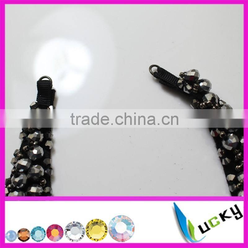 factory directly100% handmade patch rhinstones beaded collar woman coat Tshirt necklace roundles beads applique accessories