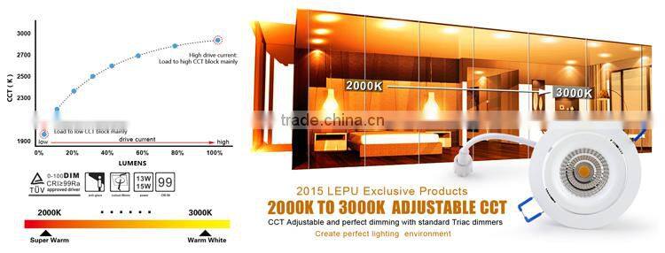 Color temperature adjustable high CRI99 saa led downlight 2000k to 3000k sz manufacture price