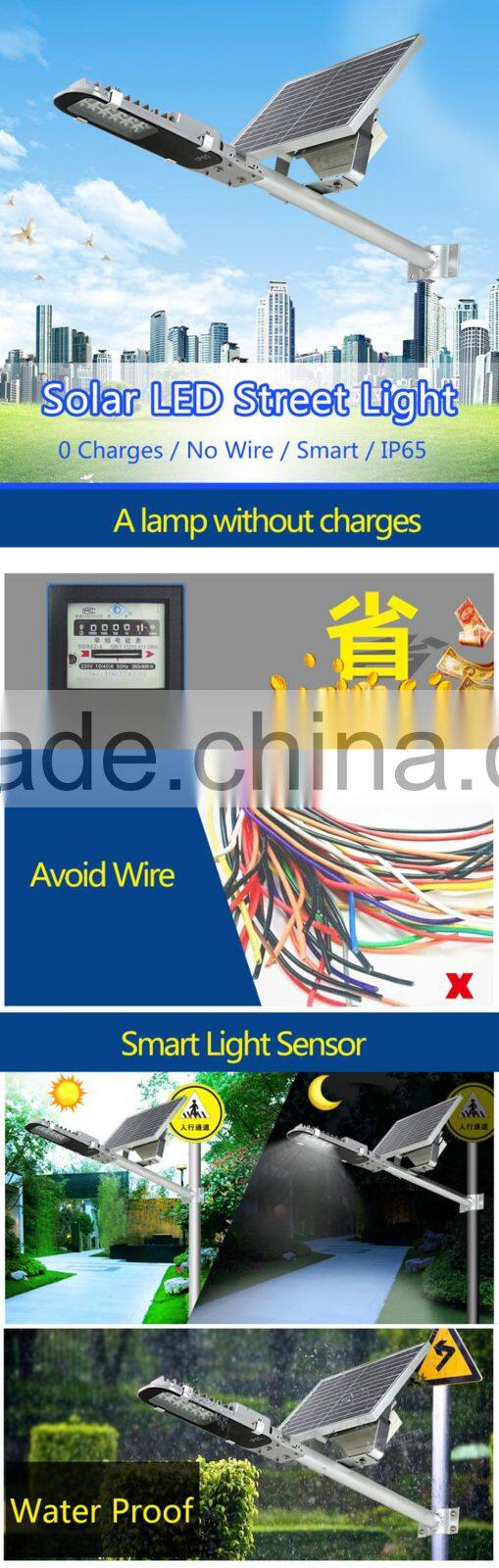 High Class Waterproof Rainproof IP65 12W LED Solar Light Street Lamp for Backyard Garden Park Road Lighting