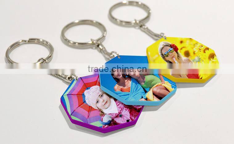 Octagon Keychain, promotional keychain, polymer key chain, key chain for sublimation
